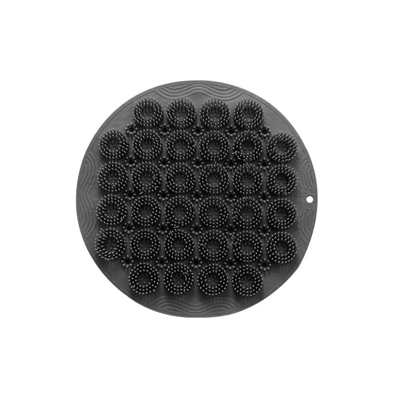Silicone back bath brush with suction cup wall mount in Sky Blue, 30x30cm