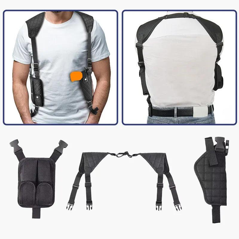 Black underarm shoulder holster bag in Oxford cloth with nylon clip for outdoor sports