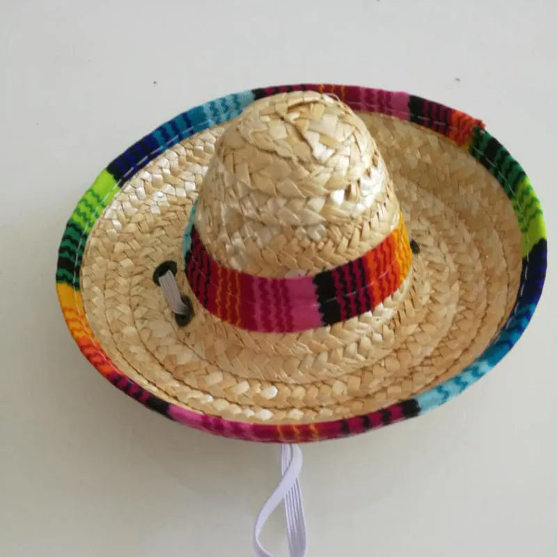 Pet Supplies Straw Woven Mini Pet Dog Straw Hat Pet Mexican Straw Hat Pet Cat Sun Hat for Small Dogs and Cats with Unique Pattern Casual Style Cone Height 7 cm