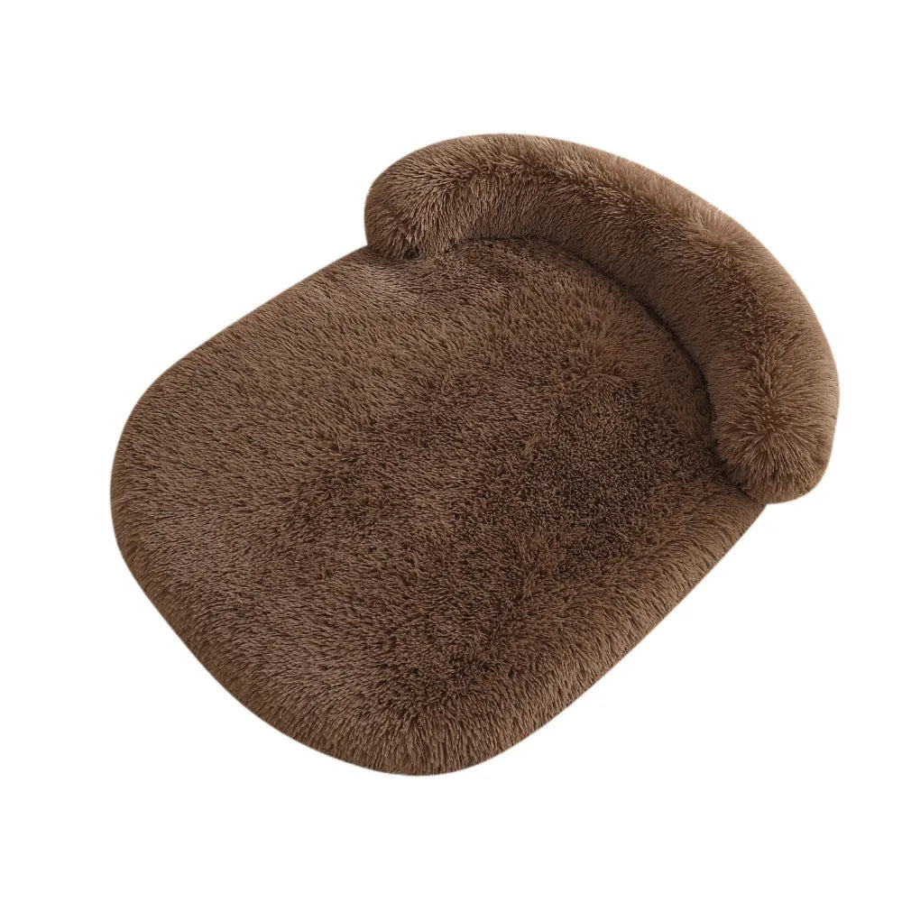 Plush cloth pet bed warm cushion for dogs and cats in beige available in multiple sizes