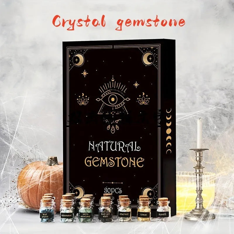 Small white crystal gravel drift bottle gift box set with colourful crystal stone in 14, 30 or 50 Style