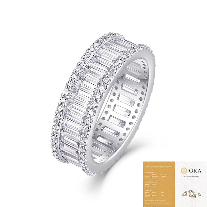 Non-fading S925 silver moissanite ring for women, geometric round shape, fashion OL style