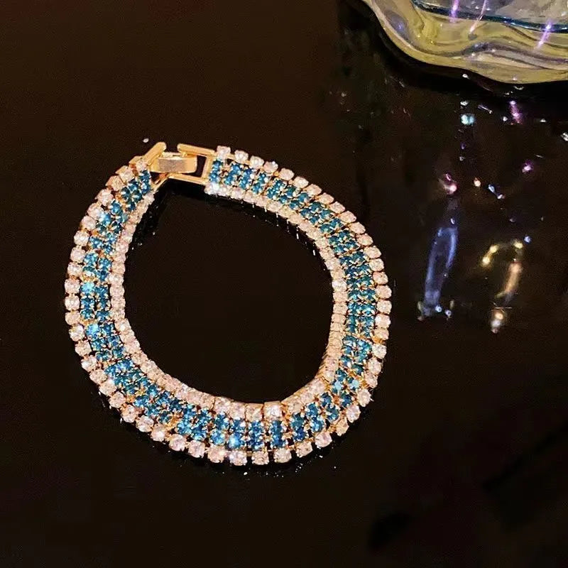Gold full diamond bracelet for women, titanium steel inlay design, 8g weight