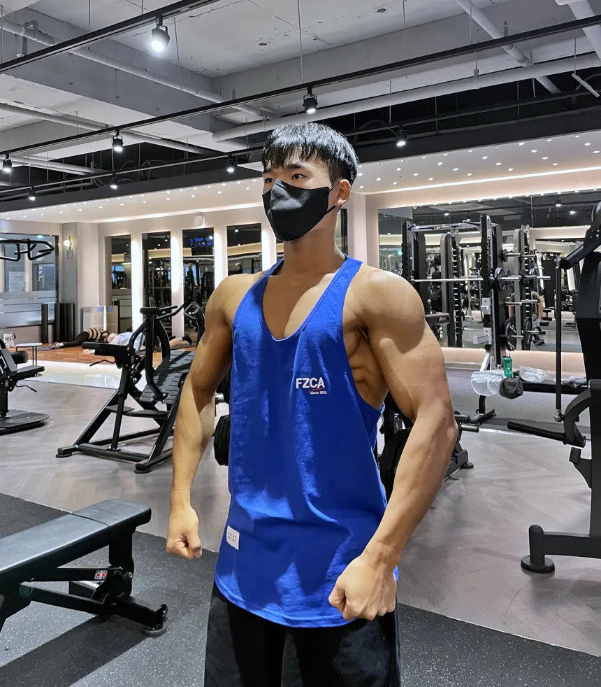 Men's cotton fitness vest in multiple colours for summer running and gym training