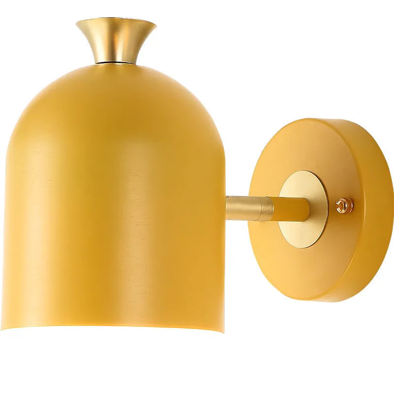Single-head circular bedside wall lamp in aluminium, available in blue, green, pink or yellow.
