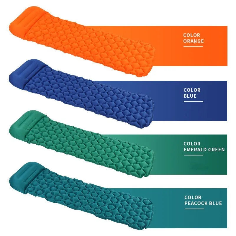 Inflatable camping mat in Lycra composite TPU, 238x68cm expanded, moisture-proof, in Blue, Green, Orange or Peacock Blue