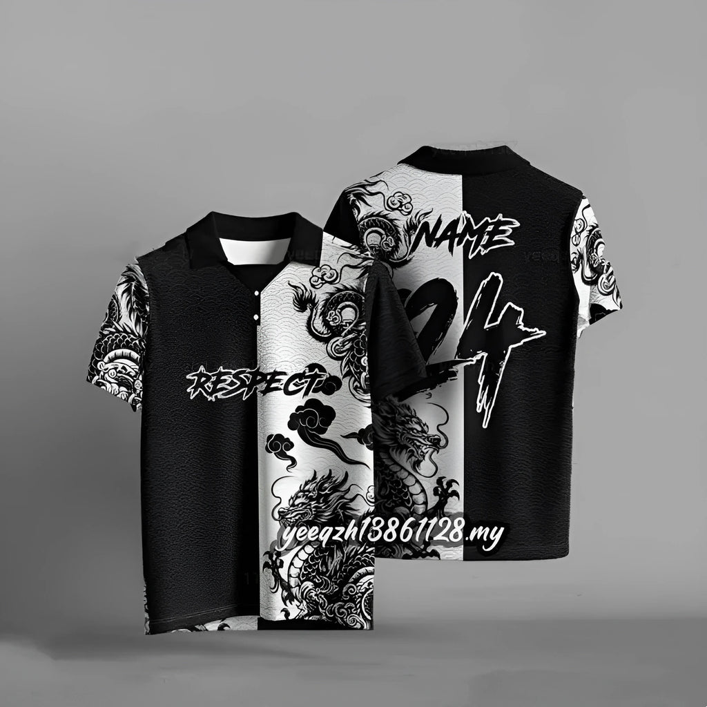 Man's black loose-fit short sleeve t-shirt featuring a large 3D digital printed graphic design on the front.