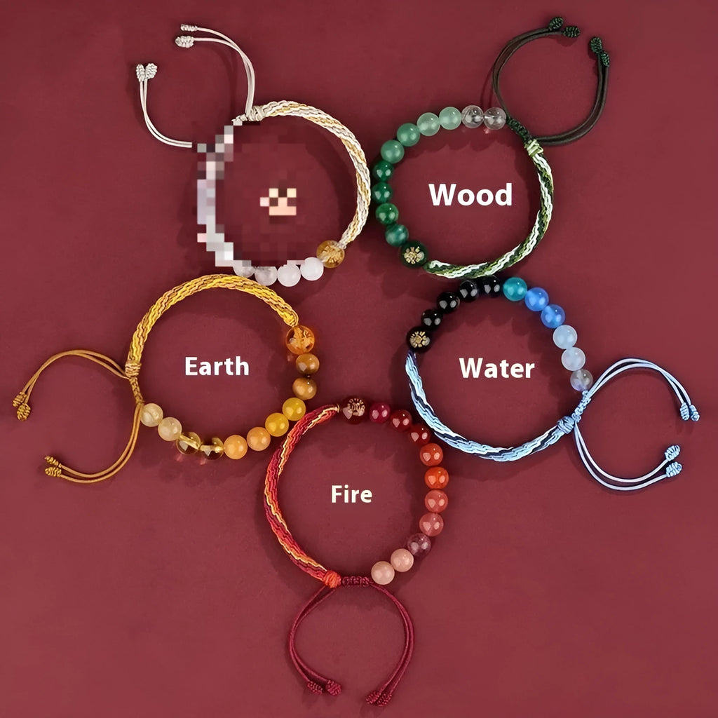 Hand-woven red rope five elements balance bracelet in national tide style with colour options