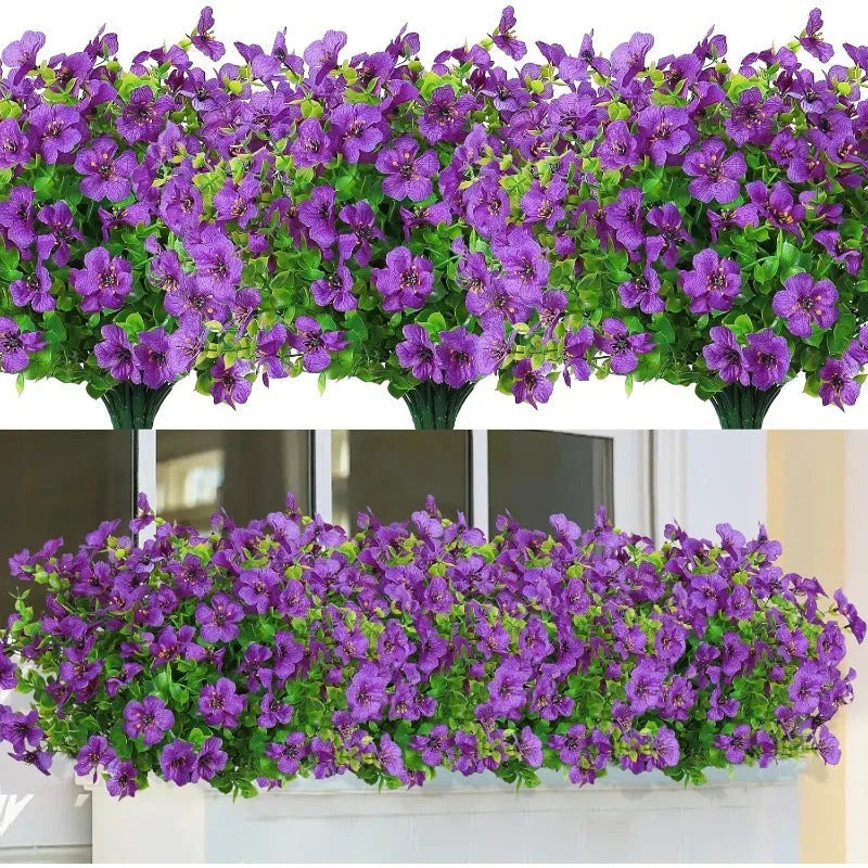 Artificial eucalyptus flower stem in purple, plastic, single 1pc for wedding, porch or photography use