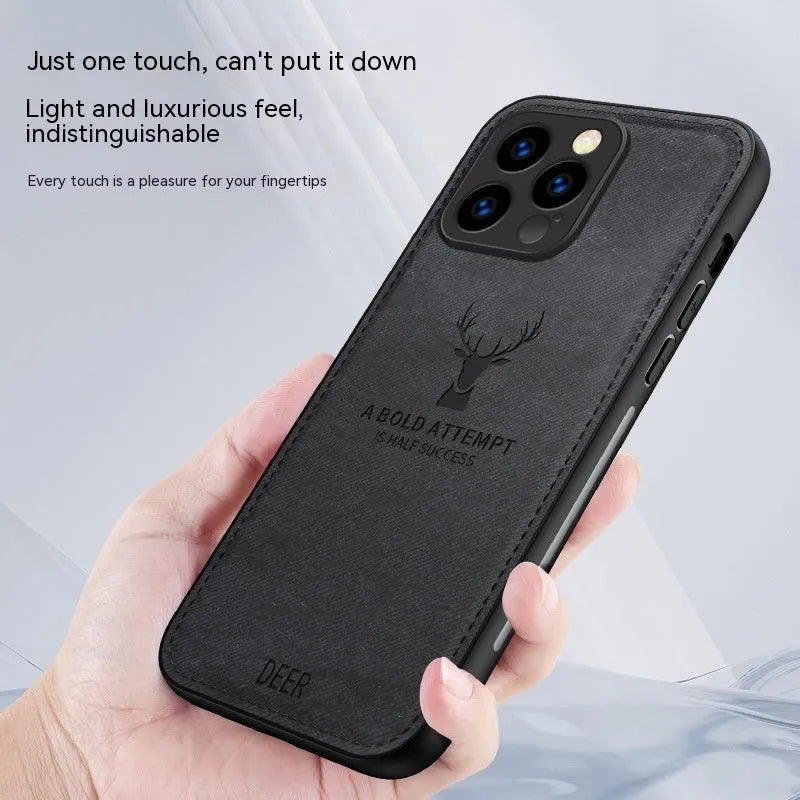 Ultra thin silicone phone case with cloth deer head design for Apple iPhone, frost black