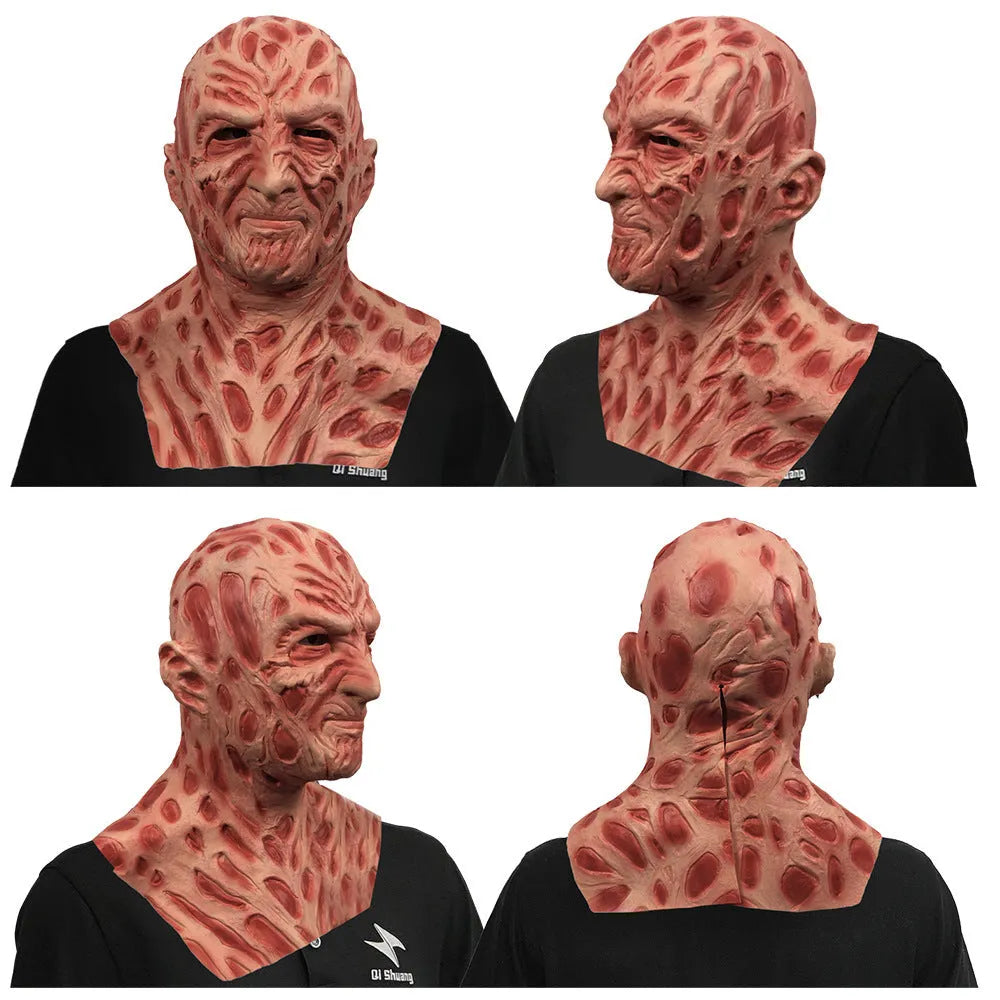 Skin-coloured latex Freddie grimace mask and gloves set for Halloween party performance props