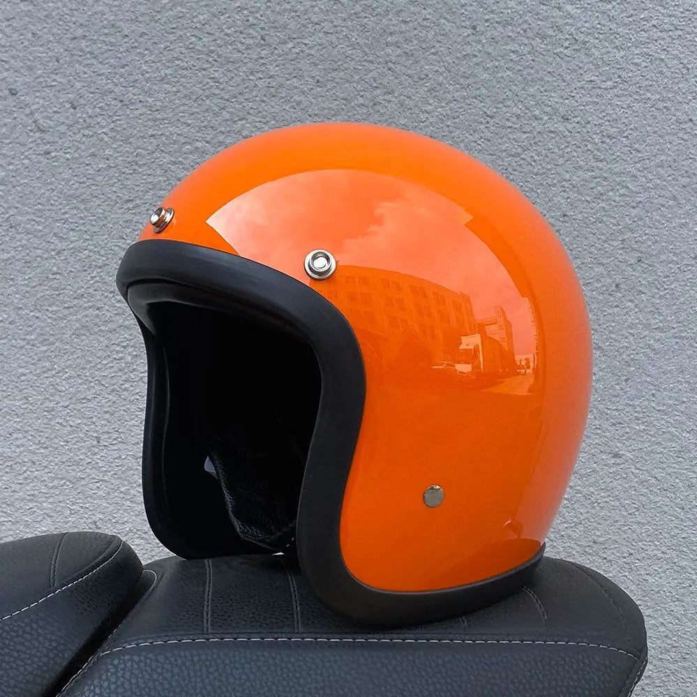 Cement Grey retro open-face motorcycle helmet with a smooth glass fibre shell on a plain background.