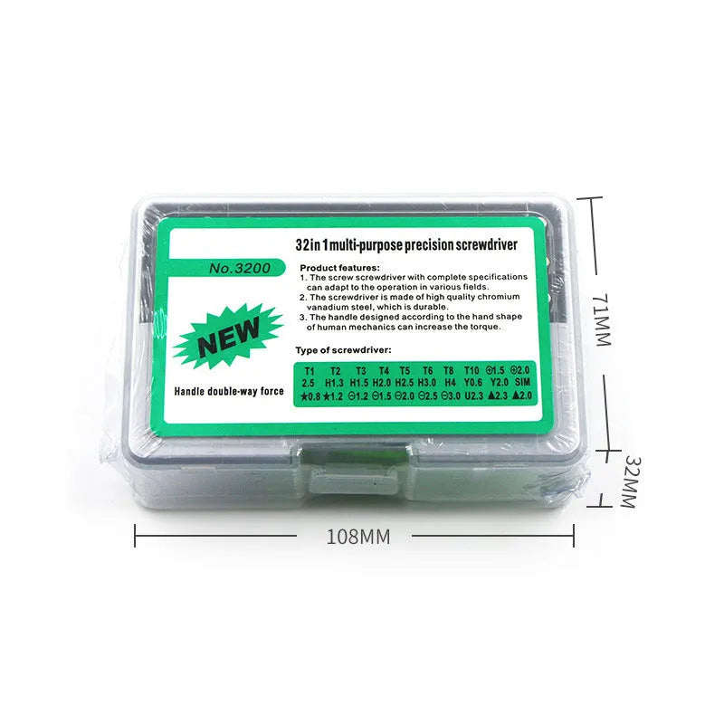 32-in-1 screwdriver set for mobile phone and precision instrument repair with 32 different bits
