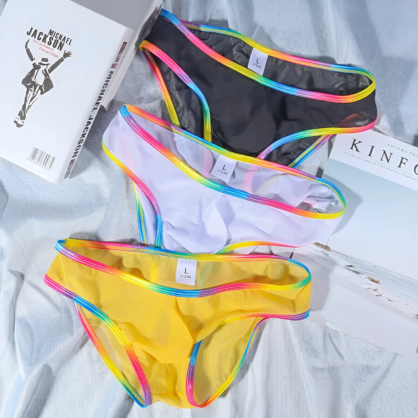 Women's mesh transparent briefs in quick-drying nylon fabric available in six colours
