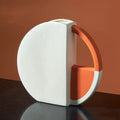 Orange and white ceramic vase, simple modern style, 21.5x24x6cm with 10cm diameter, freestanding for indoor home decor