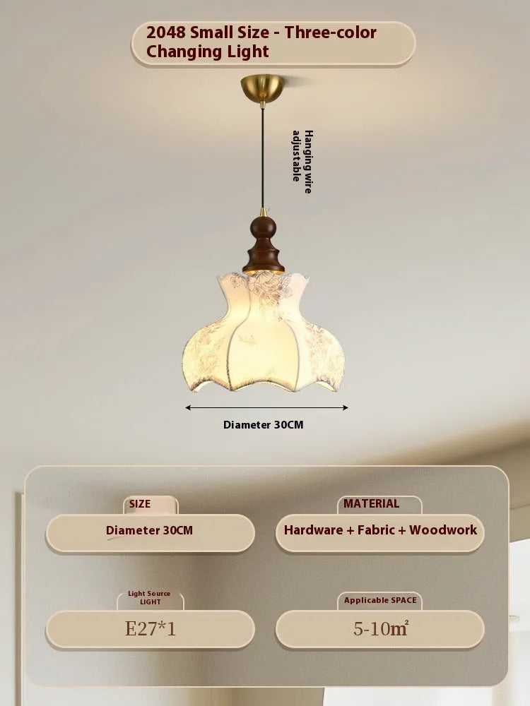 French style mid-ancient retro adjustable dining room chandelier with hardware and wood art fabric in large size