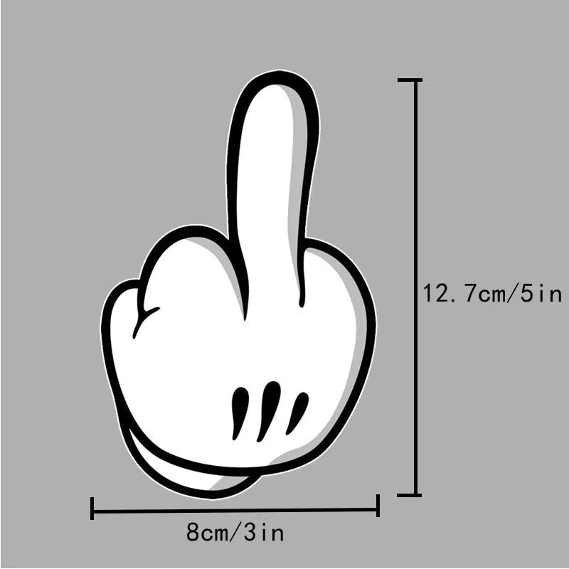 Waterproof paper car sticker with cartoon middle finger and flower design in 127x80mm and 180x115mm sizes