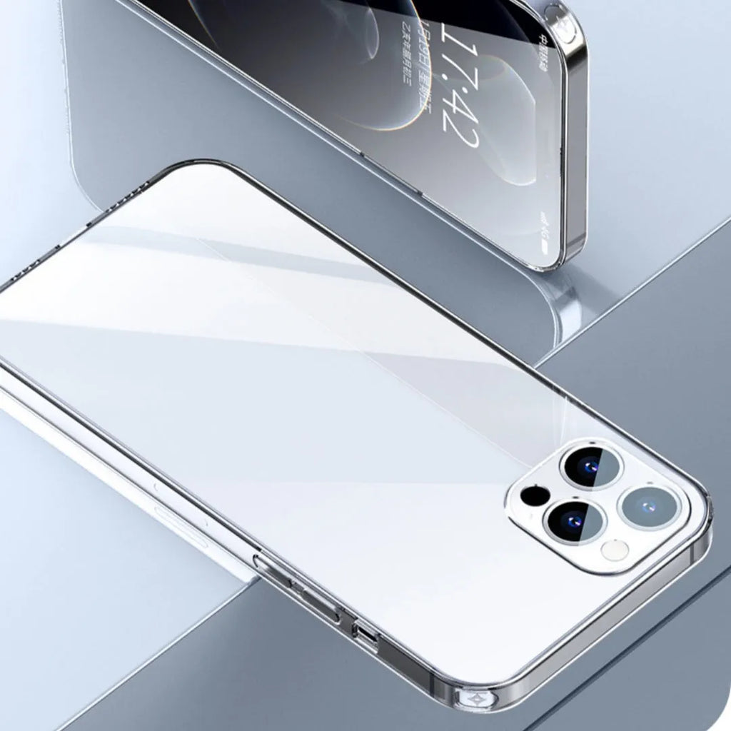 Fully transparent silicone soft case for Apple iPhone, clear TPU back cover on an iPhone