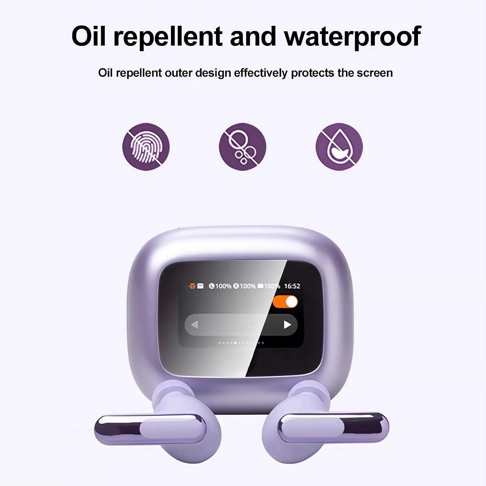 Transparent LCD screen protector film for smart Bluetooth headset, 6cm x 4cm x 2cm packaging