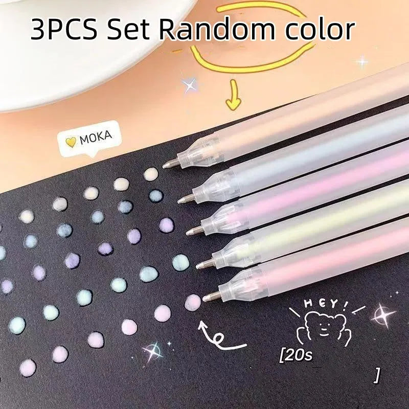 Macaroon coloured cap-pull quick-dry dispensing pen in yellow, white, blue, green, pink, and purple