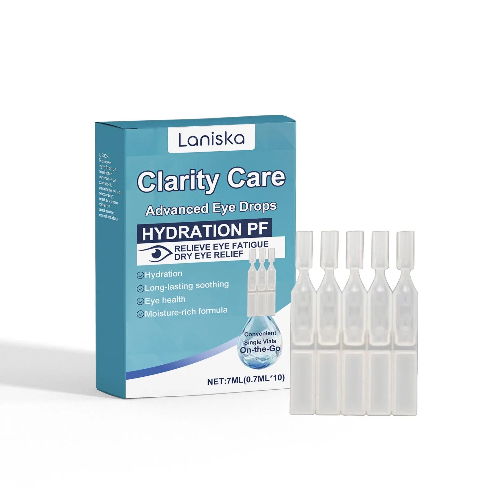 10 ml bottle of bright and gentle moisturising eye drops with mint leaf and sodium hyaluronate.
