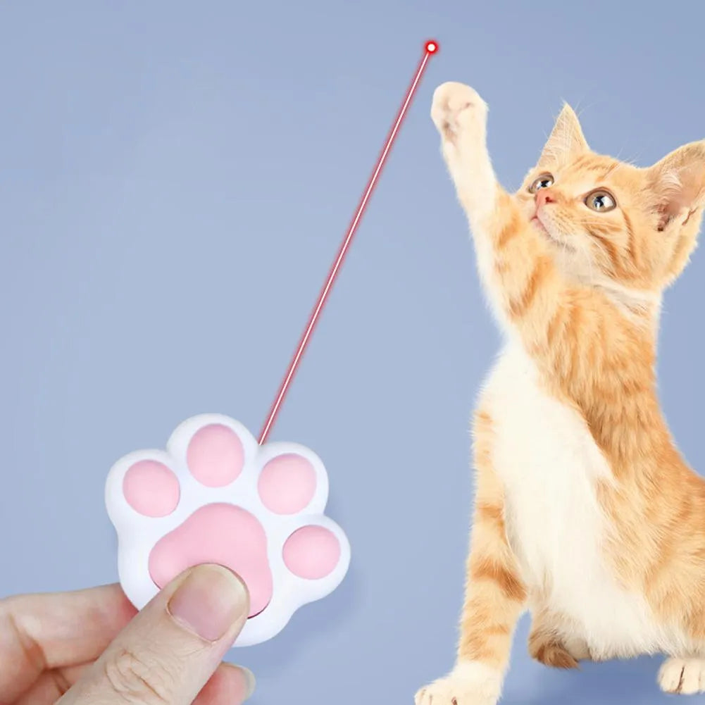 Pink and black rechargeable cat infrared teaser toy with key chain measuring 5x2.5cm