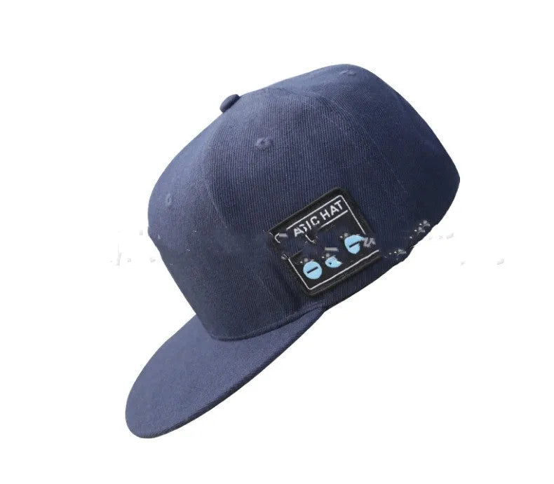 Wireless Bluetooth Audio Cap with noise reduction, bilateral stereo, navy blue colour, 10-hour battery