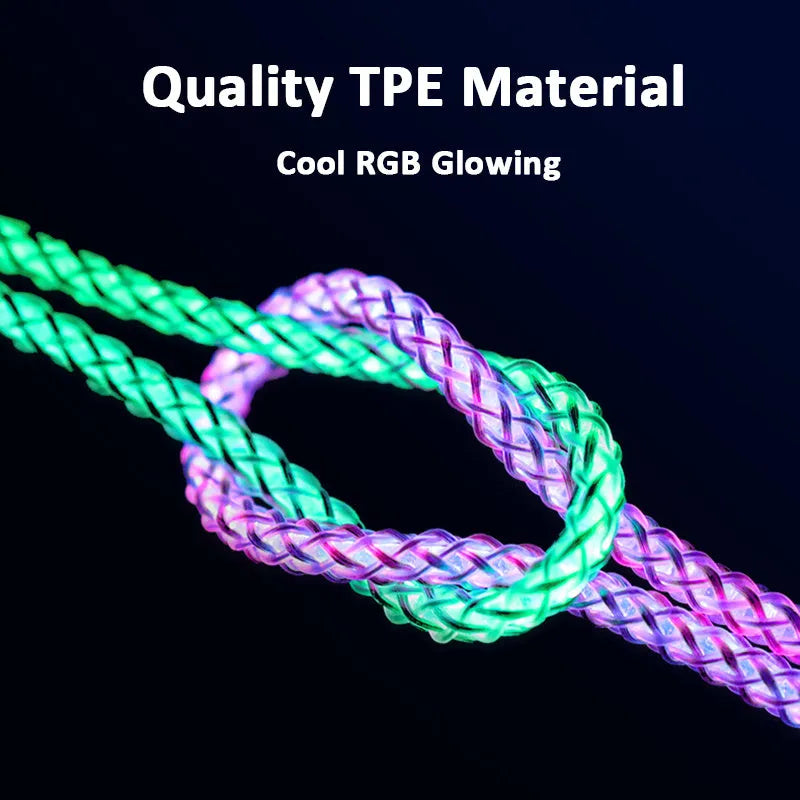 Colourful gradient 3-in-1 USB charging cable with Lightning, Micro USB, and TYPE-C connectors