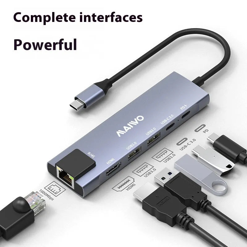Steam Deck six-in-one aluminium docking station with ports for HDMI, Ethernet, and USB.