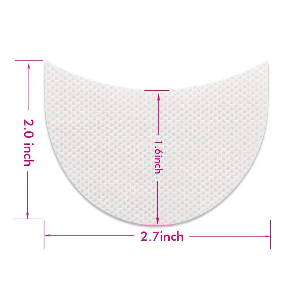 Pack of disposable half-moon shaped eyeshadow shields on a pink background