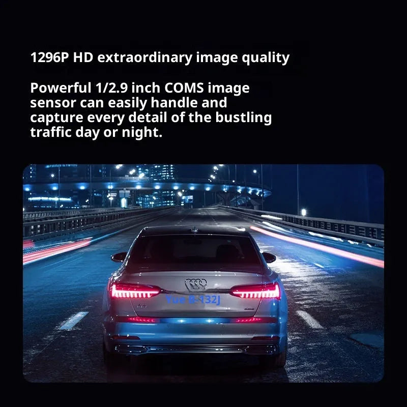 Mini Lite driving recorder with 1296p resolution and Starlight night vision, compact black body on windscreen