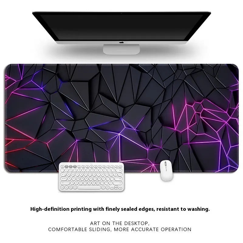 Thickened overlock computer keyboard desk mat with natural rubber non-slip base and thermal transfer pattern