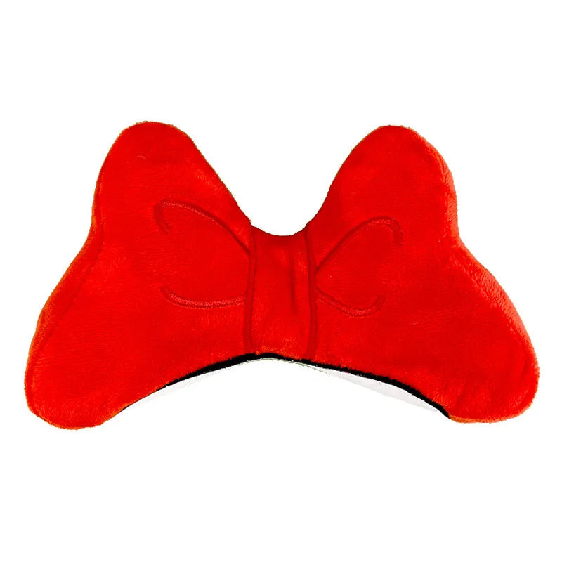 Soft plush bow decoration for helmets in red, peach pink, and rose pink colour options.