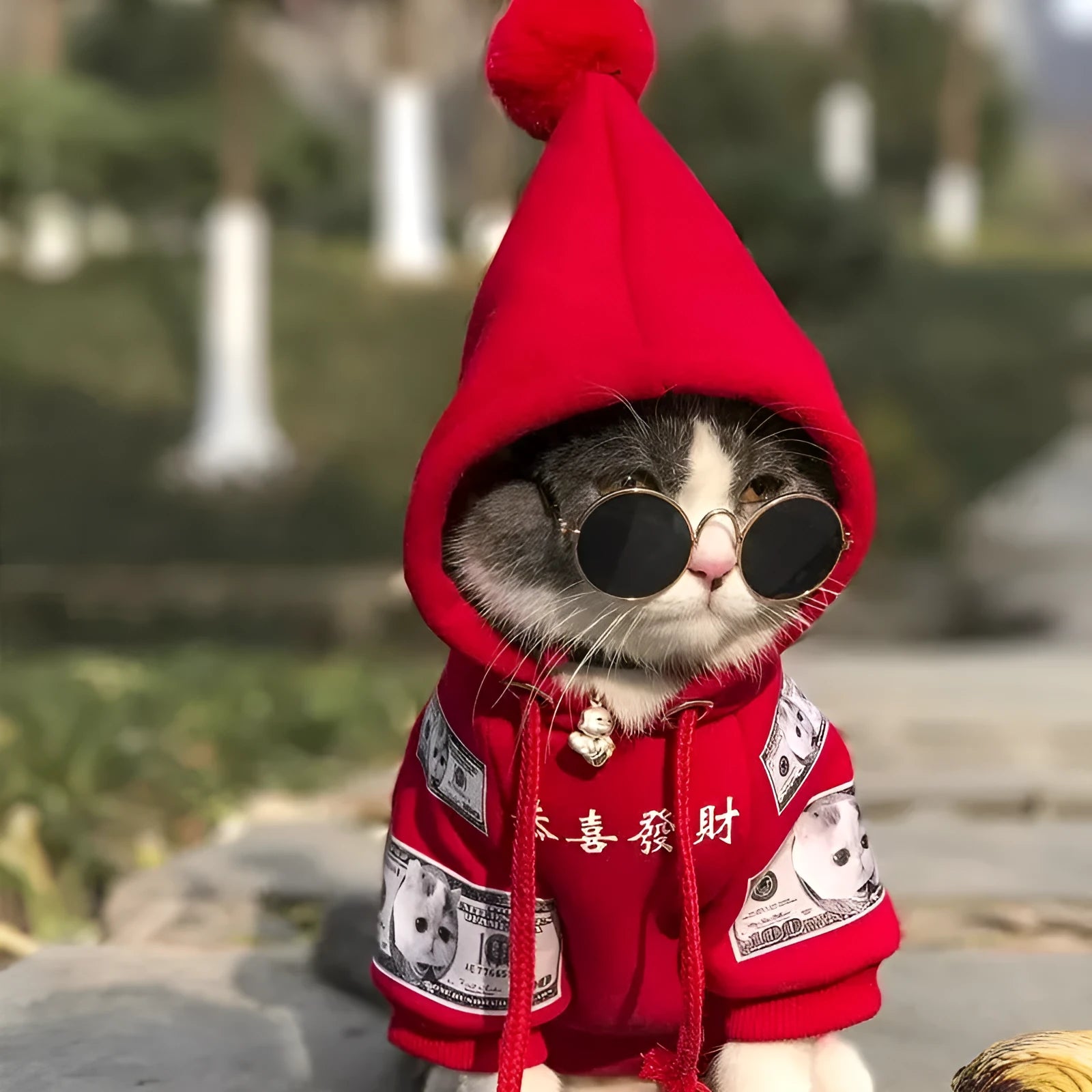 Cotton fleece pet sweater in red for dogs and cats, multiple sizes available