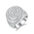 Men's moissanite ring set in S925 silver with platinum plating, hip-hop style, testable with diamond pen, gift box packaging