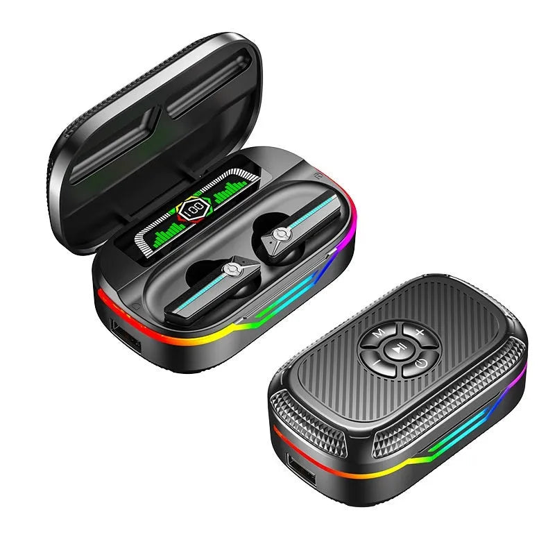 Dual-mode memory MP3 Bluetooth headset in DX-13 Black with digital display and in-ear fit