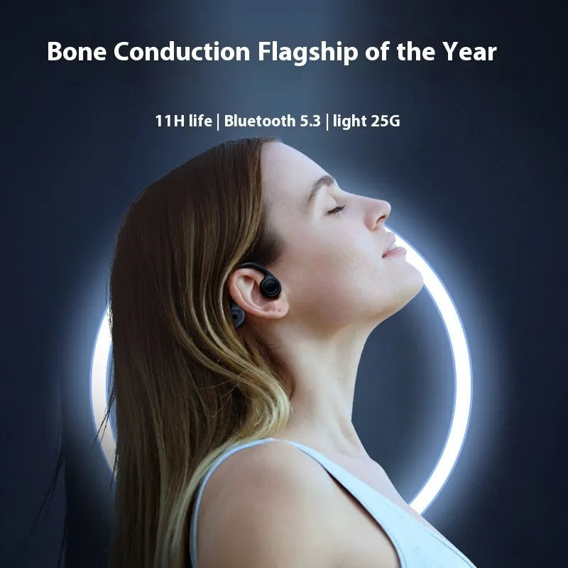 B8 bone conduction wireless Bluetooth headset in black, white or orange, PC ABS head-mounted sports earphones