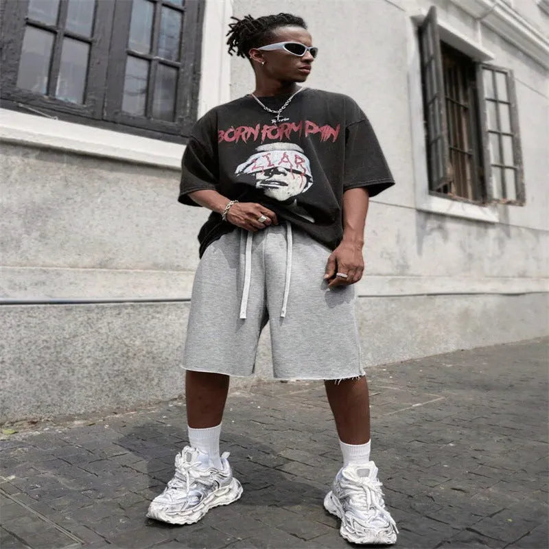 Men's plus size straight leg hip-hop trousers in polyester fabric available in black, light gray and green