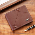 Men's three-fold horizontal PU leather wallet with multiple card slots in black, brown or dark coffee