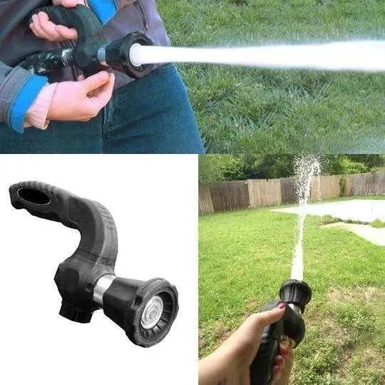 Mighty Power Hose Blaster Nozzle, black, with ergonomic handle and spray settings, for garden and car washing