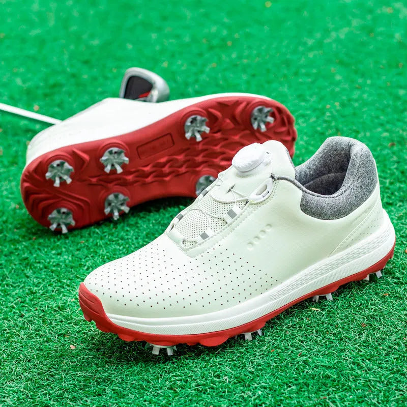 Golf fashion low top platform sneaker in 518 White with embroidered pigskin leather upper and rubber outsole