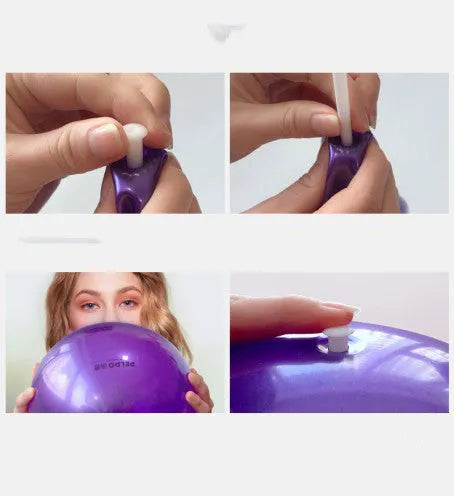 25cm frosted Pilates hips ball in purple or pink with blowing tube, PVC inflatable yoga ball