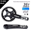 Mountain bike GXP crankset in black with aluminium chainring and steel shaft
