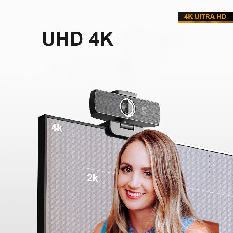 Black ABS computer webcam with USB cable and magnetic privacy cover for video conferencing