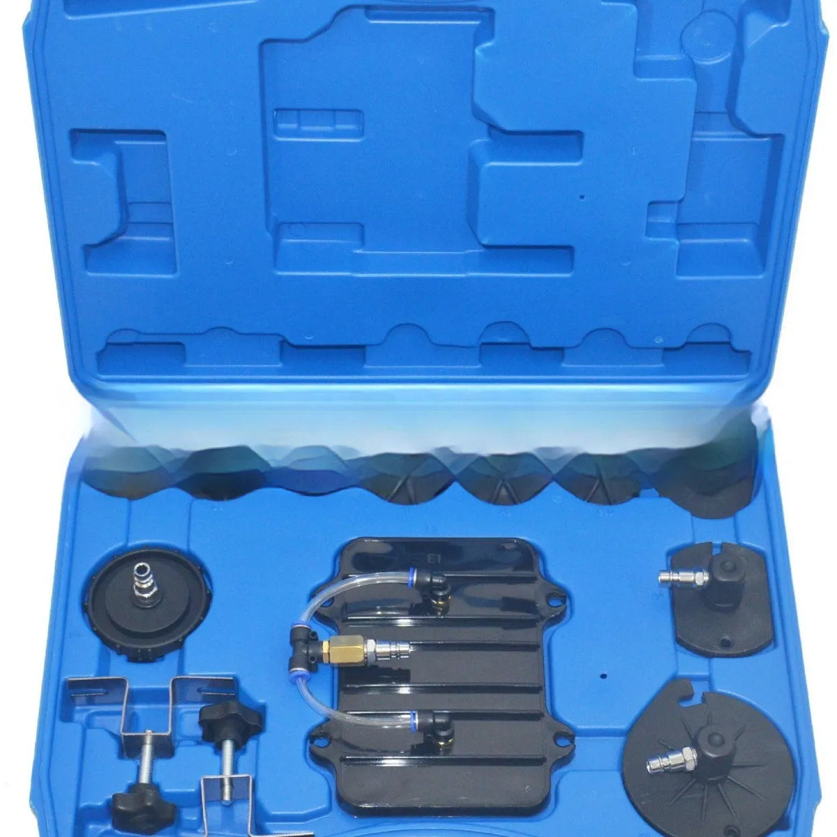 Pneumatic brake fluid replacement tool with 5L tank, pressure gauge, and adapter kit