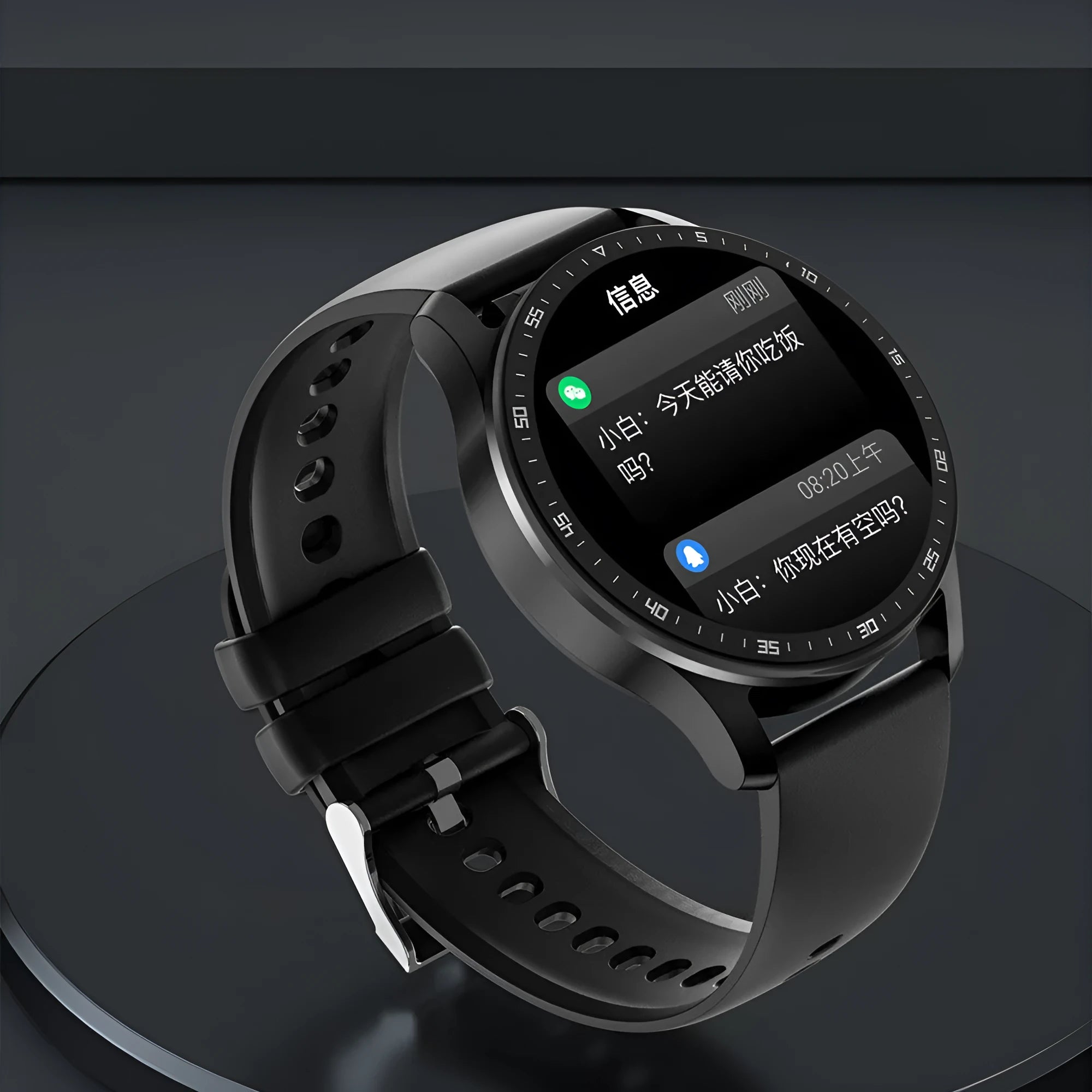 Black X7 smartwatch with integrated TWS earphones displayed on wrist, showing large HD touchscreen.