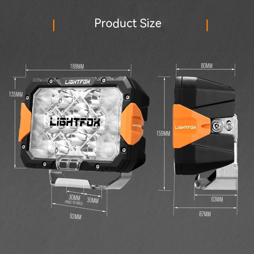 Two black 6-inch aluminium LED off-road bumper lights for universal vehicle retrofit