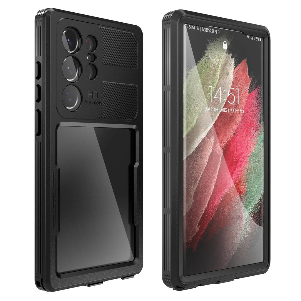 Fashion outdoor drop-resistant protective cover for Samsung S23 Ultra in Black made of TPU PC PET