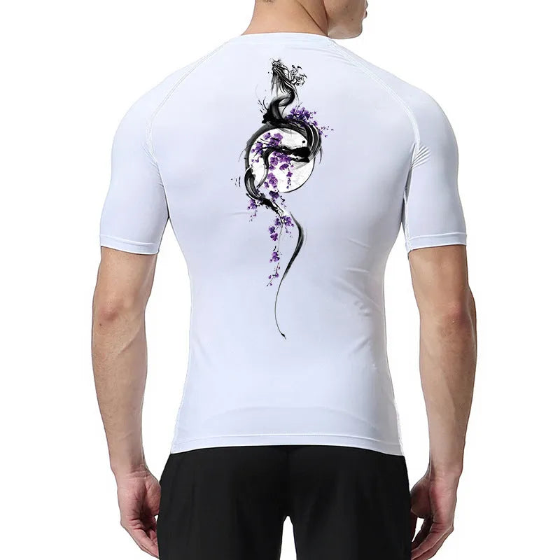 Men's loose fit short sleeve T-shirt featuring a sword pattern print on the front.