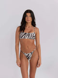 Women's striped bikini swimsuit set with banded construction in polyester fabric
